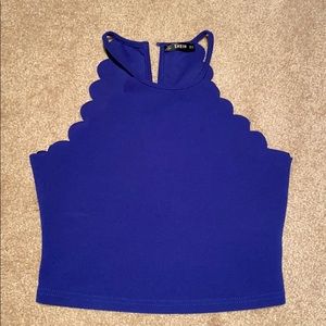 Shein Scallop Neck Blue Crop Top (Medium)